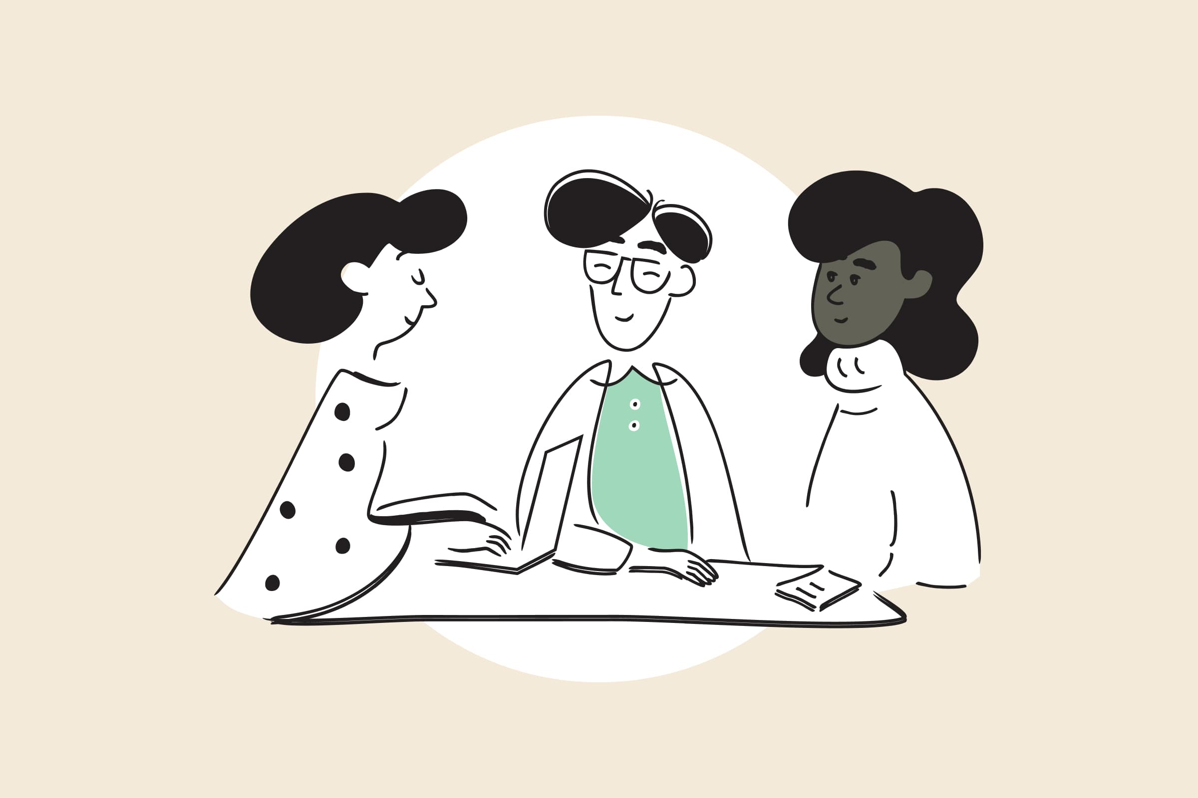 Designers and nonprofit leaders meeting around a boardroom table